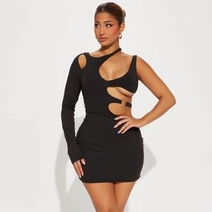Fashion Nova One Shoulder Black Dress